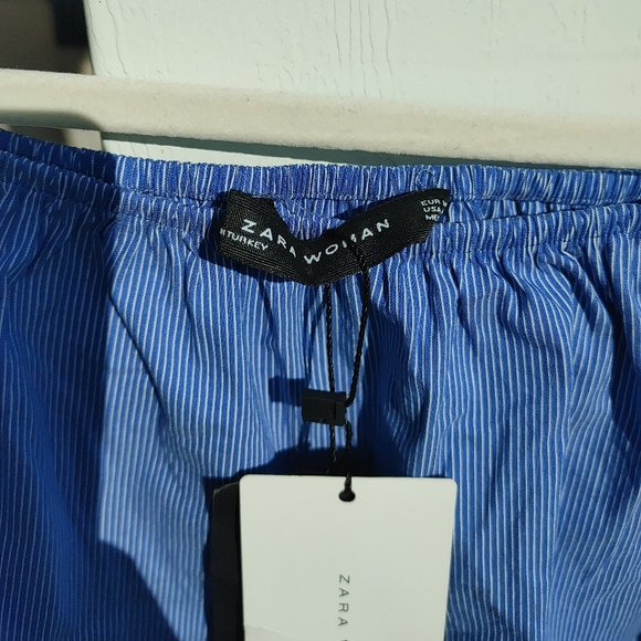 NWT ZARA Off Shoulder Cotton Blend Layered Ruffle Bubble Sleeve Blouse Top. M - Picture 5 of 7